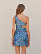 Ruel | Blue - One Shoulder Sequins Bodycon Cut out Short Homecoming Dresses