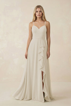 Ruffled Hem A-Line Chiffon Bridesmaid Dress in Dove Gray - KissProm BRIDESMAID DRESSES