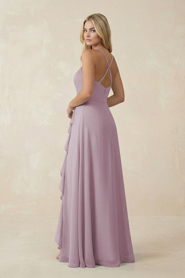 Ruffled Hem A-Line Chiffon Bridesmaid Dress in Dusk - KissProm BRIDESMAID DRESSES