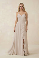 Ruffled Hem A-Line Chiffon Bridesmaid Dress in Frost - KissProm BRIDESMAID DRESSES