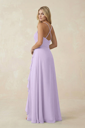 Ruffled Hem A-Line Chiffon Bridesmaid Dress in Lavender - KissProm BRIDESMAID DRESSES
