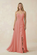 Ruffled Hem A-Line Chiffon Bridesmaid Dress in Mulberry - KissProm BRIDESMAID DRESSES