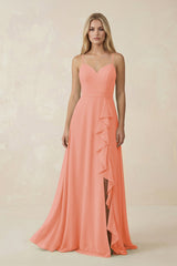 Ruffled Hem A-Line Chiffon Bridesmaid Dress in Rosette - KissProm BRIDESMAID DRESSES