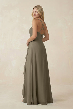 Ruffled Hem A-Line Chiffon Bridesmaid Dress in Willow Green - KissProm BRIDESMAID DRESSES