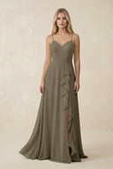 Ruffled Hem A-Line Chiffon Bridesmaid Dress in Willow Green - KissProm BRIDESMAID DRESSES