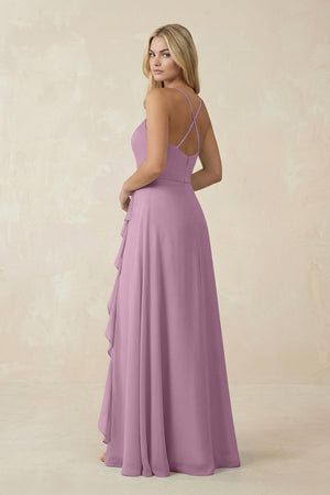 Ruffled Hem A-Line Chiffon Bridesmaid Dress in Wisteria - KissProm BRIDESMAID DRESSES