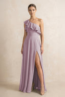 Ruffled One - Shoulder A - Line Chiffon Bridesmaid Dress in Dusk - KissProm Bridesmaid Dresses