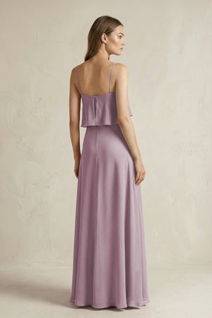 Ruffled Spaghetti Strap A - Line Chiffon Bridesmaid Dress in Dusk - KissProm Bridesmaid Dresses