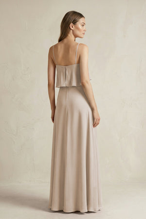 Ruffled Spaghetti Strap A - Line Chiffon Bridesmaid Dress in Frost - KissProm Bridesmaid Dresses