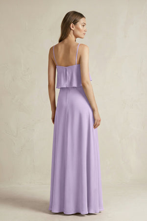 Ruffled Spaghetti Strap A - Line Chiffon Bridesmaid Dress in Lavender - KissProm Bridesmaid Dresses