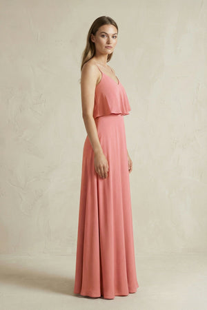 Ruffled Spaghetti Strap A-Line Chiffon Bridesmaid Dress in Mulberry - KissProm BRIDESMAID DRESSES