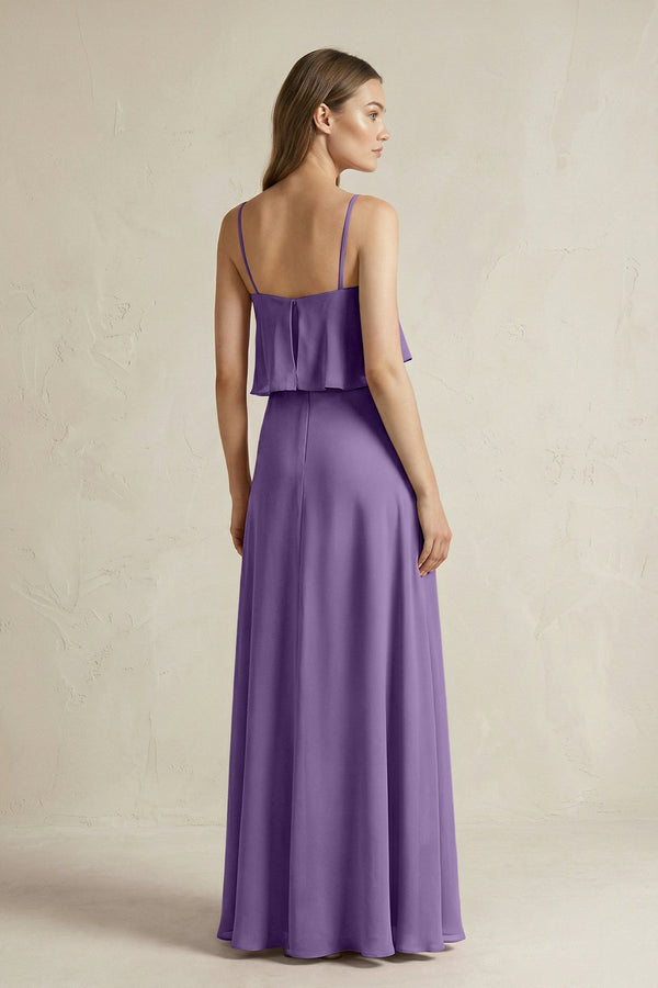 Ruffled Spaghetti Strap A-Line Chiffon Bridesmaid Dress in Tahiti, Tahiti / 4 Ruffled Spaghetti Strap A-Line Chiffon Bridesmaid Dress in Tahiti, Tahiti / 4