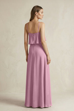 Ruffled Spaghetti Strap A - Line Chiffon Bridesmaid Dress in Vintage Mauve - KissProm Bridesmaid Dresses