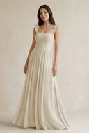Ruffled Spaghetti Strap Chiffon A - Line Bridesmaid Dress in Dove Gray - KissProm Bridesmaid Dresses