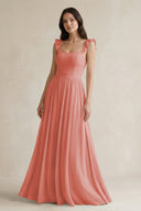 Ruffled Spaghetti Strap Chiffon A - Line Bridesmaid Dress in Mulberry - KissProm Bridesmaid Dresses