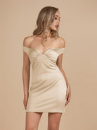 Ryna | Turquoise - Bodycon Off the Shoulder Satin Short Homecoming Dresses