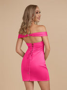 Ryna | Turquoise - Bodycon Off the Shoulder Satin Short Homecoming Dresses