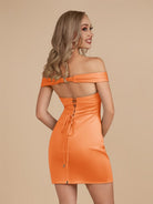 Ryna | Turquoise - Bodycon Off the Shoulder Satin Short Homecoming Dresses