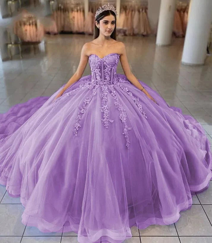 princess polly baby blue dress Sky Blue Ball-Gown Tulle 3D Flowers Sweetheart Quinceanera Dresses