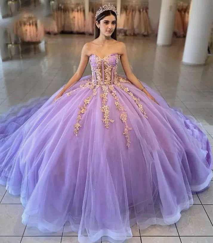 Sky Blue Ball-Gown Tulle 3D Flowers Sweetheart Quinceanera Dresses Sky Blue Ball-Gown Tulle 3D Flowers Sweetheart Quinceanera Dresses