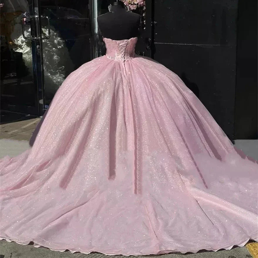 Sweetheart Pink Ball Gown Birthday Quinceanera Dresses, Pink / 6 Sweetheart Pink Ball Gown Birthday Quinceanera Dresses, Pink / 6