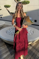 Saevy | Yellow - Spaghetti Straps Chiffon Sheath Long Formal Prom Dresses With Ruffles - KissProm