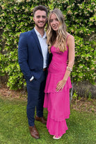 Saevy | Yellow - Spaghetti Straps Chiffon Sheath Long Formal Prom Dresses With Ruffles - KissProm