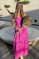 Saevy | Yellow - Spaghetti Straps Chiffon Sheath Long Formal Prom Dresses With Ruffles - KissProm