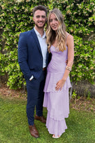 Saevy | Yellow - Spaghetti Straps Chiffon Sheath Long Formal Prom Dresses With Ruffles - KissProm