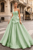 One Shoulder Satin A Line Prom Dress With Bow - KissProm
