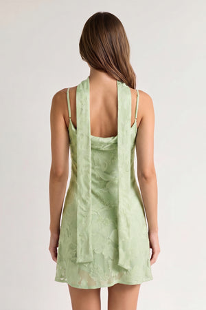 Sage Green Jacquard Chiffon Cami Straps Sheath Homecoming Dress with Scarf (2) | KISSPROM