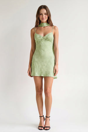Sage Green Jacquard Chiffon Cami Straps Sheath Homecoming Dress with Scarf (3) | KISSPROM