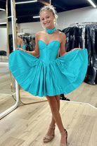 Verde | Sage Green Strapless Satin Short Homecoming Dresses