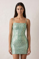 Sage Sparkly Sequin Backless Bodycon Mini Party Dresses | KISSPROM