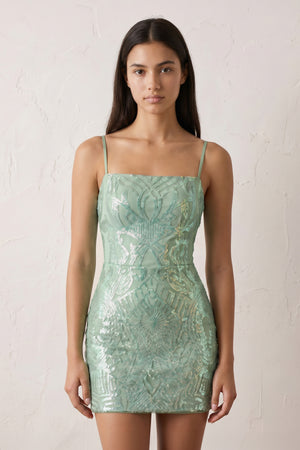 Sage Sparkly Sequin Backless Bodycon Mini Party Dresses | KISSPROM