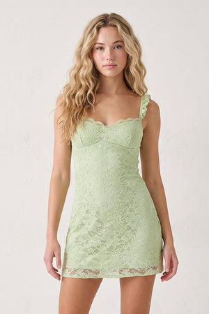 Sage Sweetheart Lace Sheath Mini Homecoming Dress with Lace-Up Back | KISSPROM