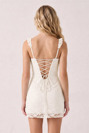 Ivory Sweetheart Lace Sheath Mini Homecoming Dress with Lace-Up Back (2) | KISSPROM