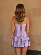 Salomea | Lavender - Strapless A-line Ruffle Short Homecoming Dress
