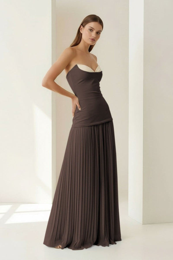Blue Sweetheart Sheath Chiffon Pleated Long Prom Dresses – Prom Dress by KissProm | Available at KissProm