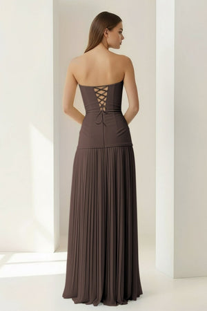 Blue Sweetheart Sheath Chiffon Pleated Long Prom Dresses – Prom Dress by KissProm | Available at KissProm