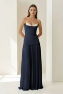 Blue Sweetheart Sheath Chiffon Pleated Long Prom Dresses – Prom Dress by KissProm | Available at KissProm
