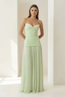 Blue Sweetheart Sheath Chiffon Pleated Long Prom Dresses – Prom Dress by KissProm | Available at KissProm