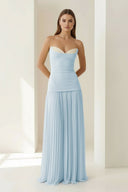 Blue Sweetheart Sheath Chiffon Pleated Long Prom Dresses – Prom Dress by KissProm | Available at KissProm