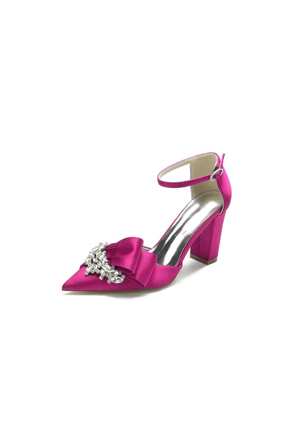 White Satin Heels Featuring a Large Decorative Bow and Metallic Heel - KissProm
