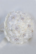 Satin Pearl Ribbon Cascade Wedding Flower Bouquets - KissProm