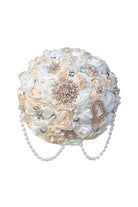 Satin Pearl String Cascade Wedding Flower Bouquets with Rhinestone - KissProm