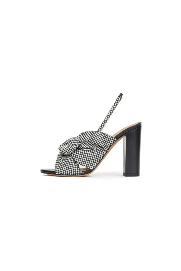 Satin Peep Toe Chunky Heel Outdoor Shoes With Bow - Knot - KissProm