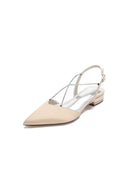 Satin Pointed Toe Beading Buckle Kitten Heels - KissProm