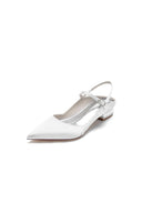 Satin Pointed Toe Buckle Kitten Heels - KissProm