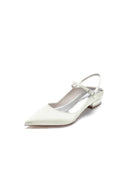 Satin Pointed Toe Buckle Kitten Heels - KissProm